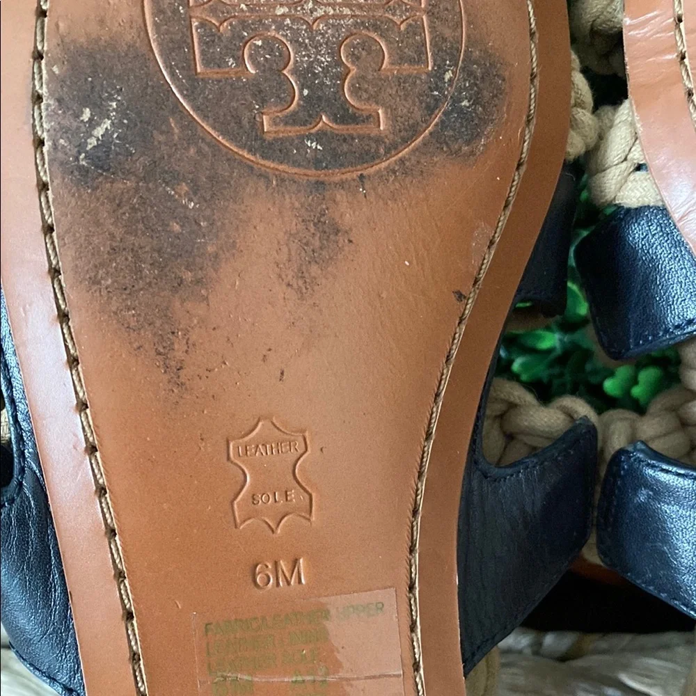 Tory Burch Black & Tan Macramé Rope Sandals